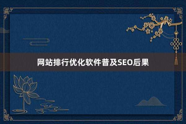 网站排行优化软件普及SEO后果